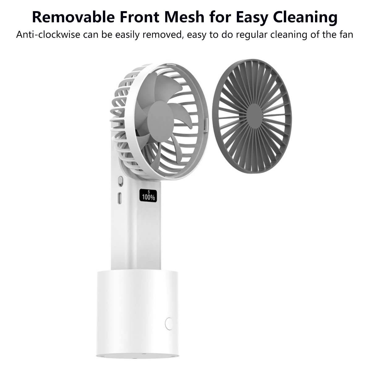 Rechargeable Mini USB Handheld Fan - 4000mAh Battery, 5 Speed Adjustable, Silent Cooling Fan with LCD Display & Tilt Function for Home, Office, Dorm, Travel - Perfect for Indoor Use, Outdoor Activities & Hot Weather (Yellow)