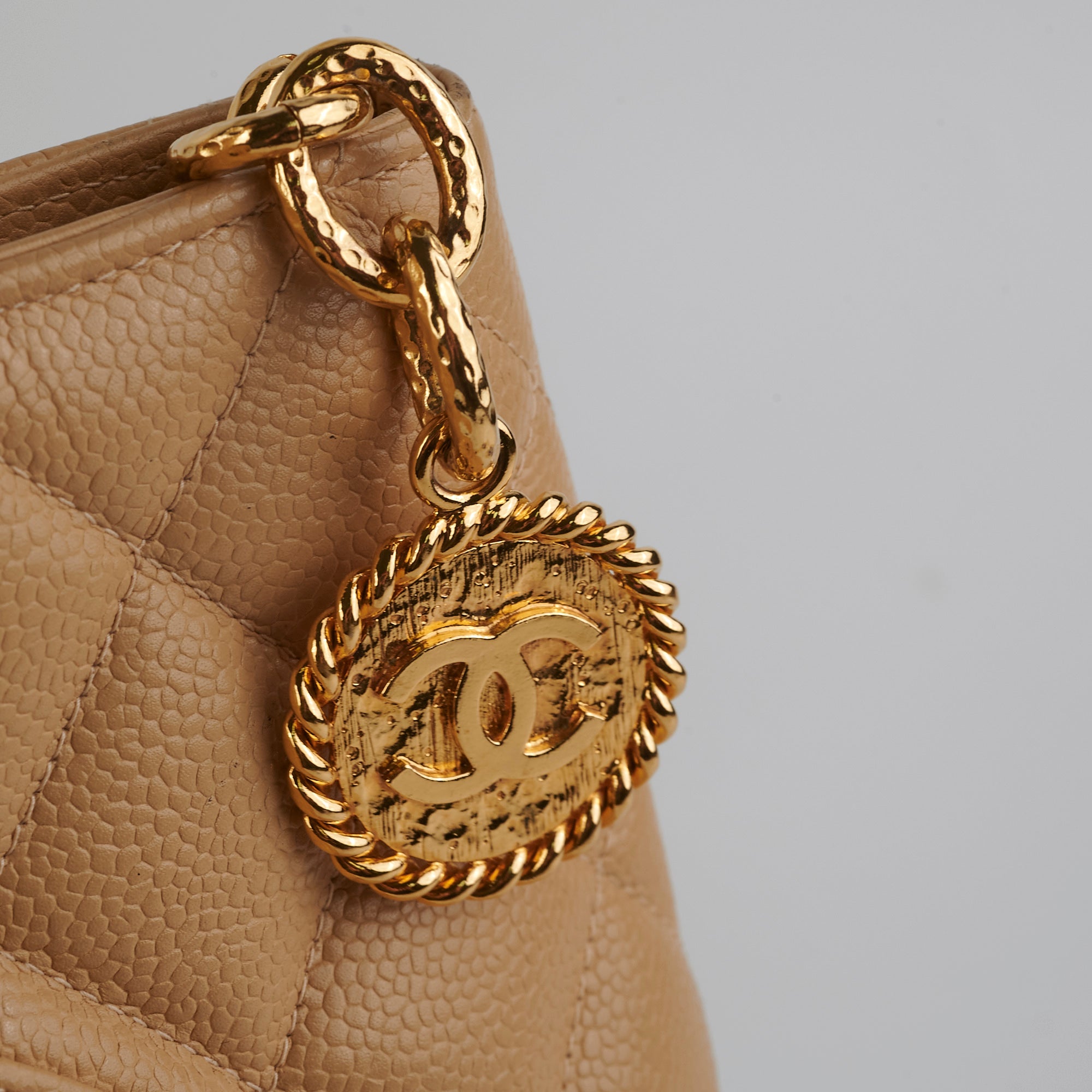 Chanel Caviar Leather Medallion Tote Bag in Beige - Luxury Designer Handbag for Women, Perfect for Work, Travel & Everyday Use