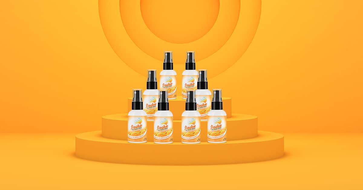 Flushie Pre-Toilet Spray - Travel Size Toilet Deodorizer & Poop Odor Eliminator (Citrus Scent, 1oz 3-Pack) | Portable Bathroom Freshener for Home, Office & Travel Use