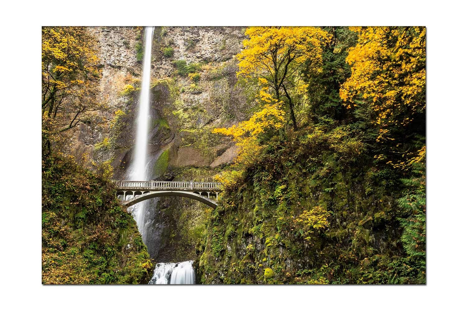 Multnomah Falls Columbia River Canvas Art Print - 8x12 Inch Stretched Modern Giclee Wall Decor for Home & Office - Waterfall Landscape Painting for Living Room, Bedroom, or Office Decoration