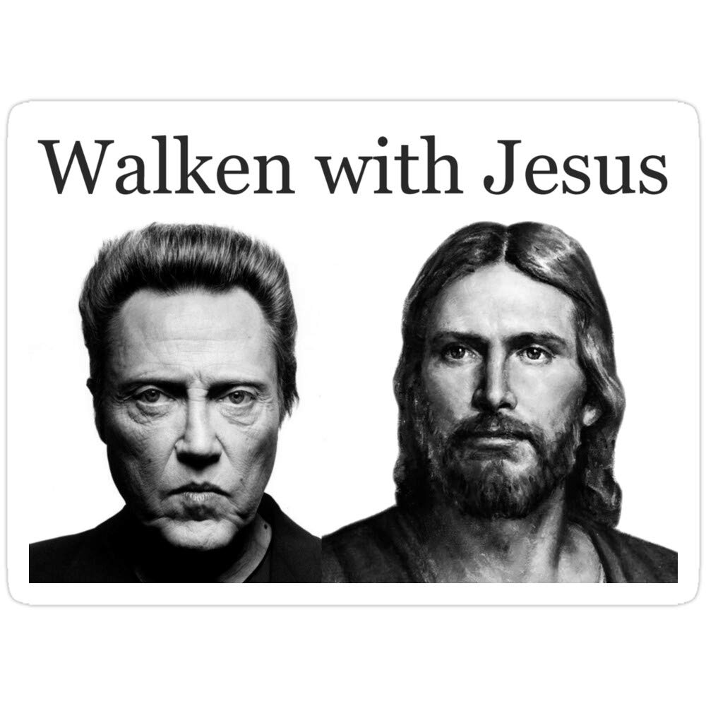 3 Pack Walken with Jesus Vinyl Stickers - Funny Decals for Laptop, Phone, Car, Guitar & Fridge - Religious Humor Gifts for Christians - Perfect for Bible Study, Church Events & Christian Fellowship