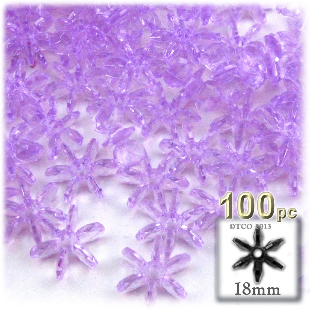 1,000pc Faceted Plastic Transparent Beads - 18mm Raspberry Red Starflake Beads for Jewelry Making, DIY Crafts, and Holiday Decorations