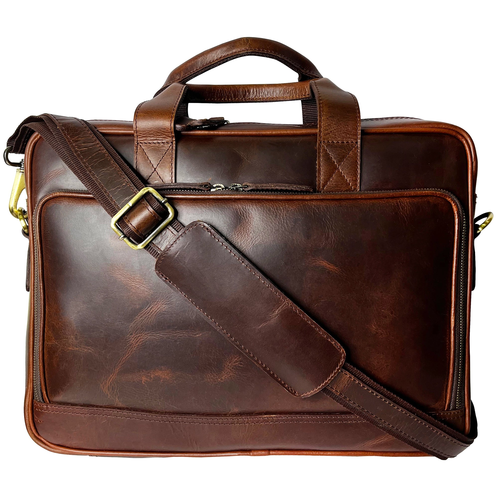 Premium Genuine Leather Briefcase for Men - Professional Laptop Messenger Bag for Business, Office & Travel - Perfect for Work Commute & Business Trips