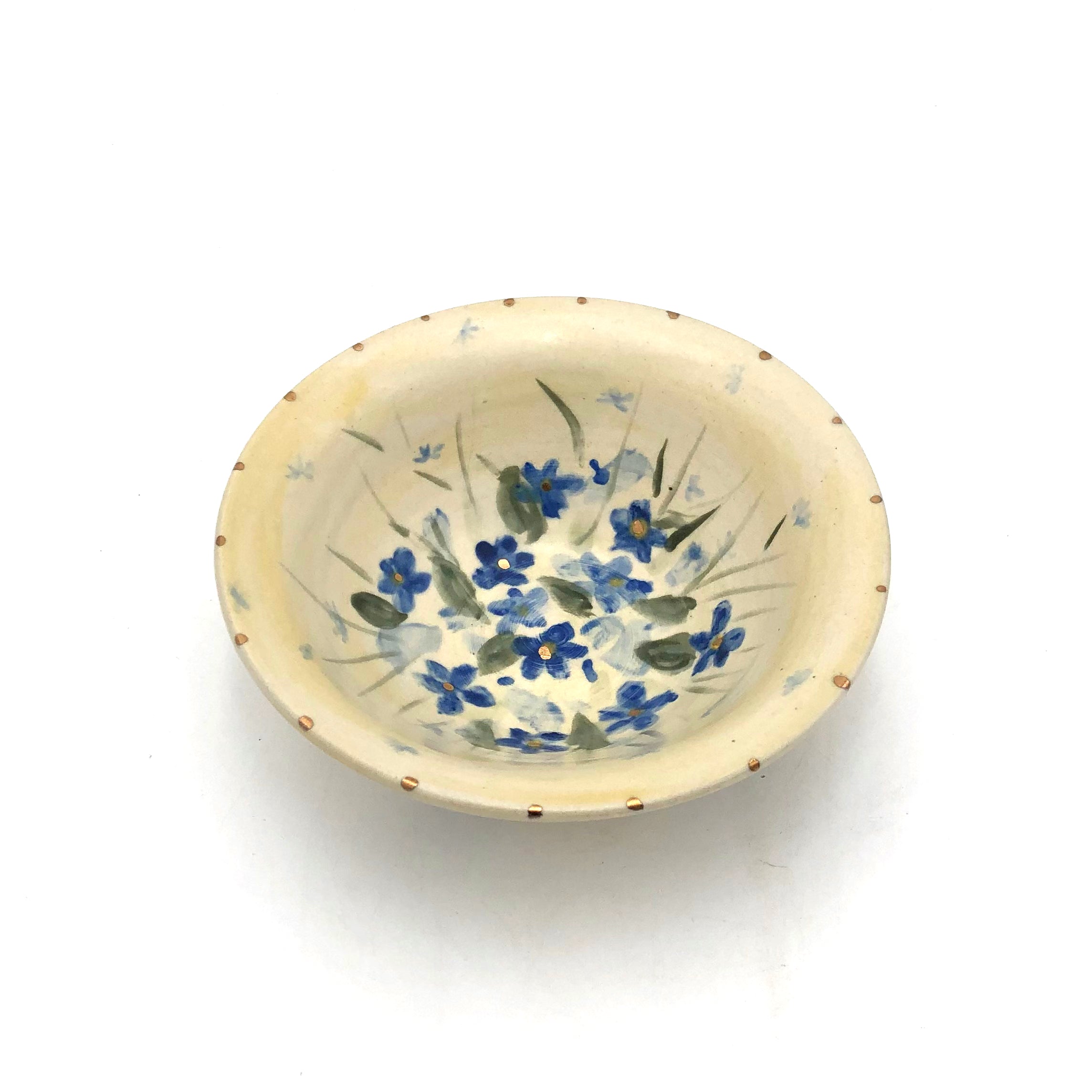 Handpainted Porcelain Bowl with Gold Lustre - Sullivan FF 'Best Not to Forget Me' - Elegant Tableware for Dining, Gifts & Home Decor