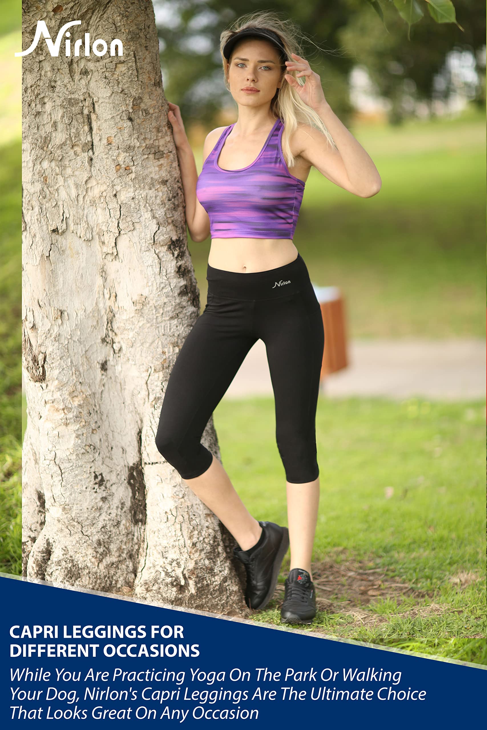 Breathable High Waisted Capri Leggings with Pockets for Women - Nirlon Yoga Pants for Running, Workout & Casual Wear