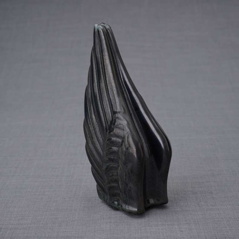 Black Angel Wings Ceramic Cremation Urn - Small Keepsake Urn for Ashes Sharing | Memorial Display for Home, Funeral, or Cemetery