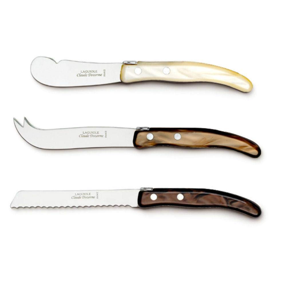 Berlingot Breakfast Knives Set of 3 - Natural Brown Wooden Cutlery for Pancakes, Toast & Breakfast - Eco-Friendly Kitchen Utensils for Home Dining
