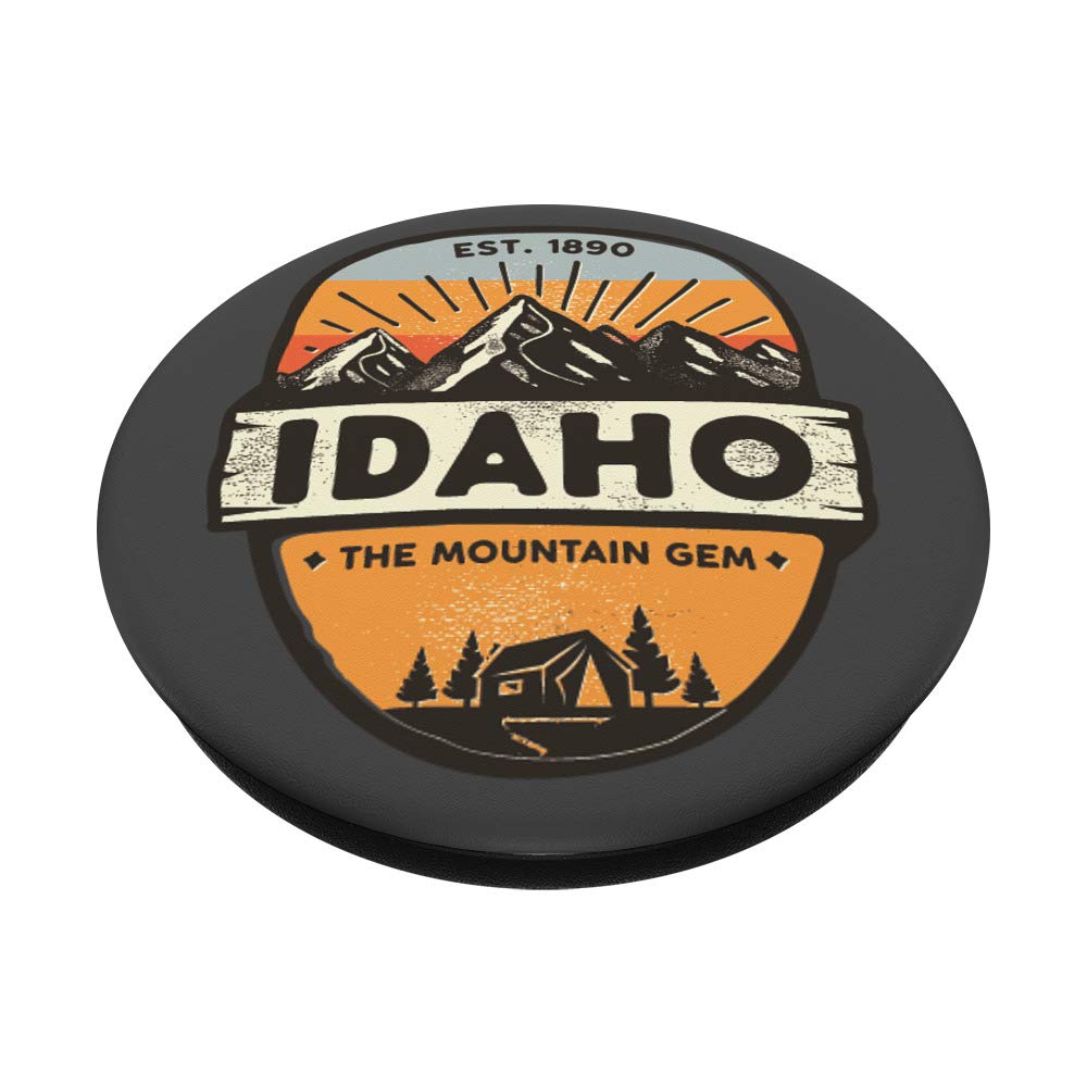 Idaho The Mountain Gem State Vintage Retro Badge Design PopSockets - Phone Grip & Stand for iPhone, Samsung, Tablets - Perfect for Hiking, Travel & Daily Use