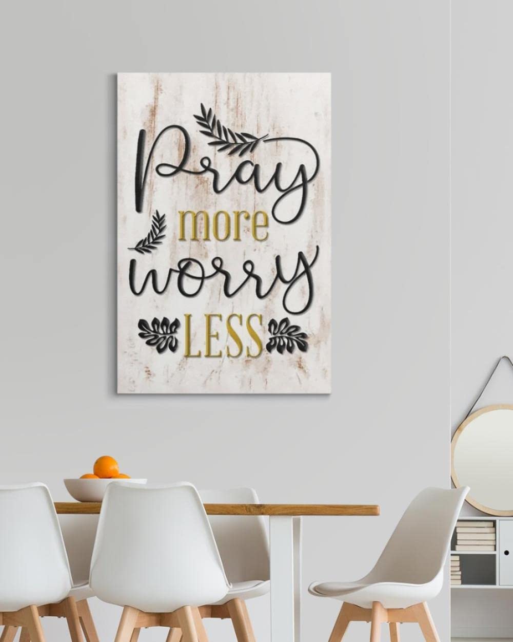 Pray More Worry Less Christian Wall Art Canvas - Inspirational Jesus & God Canvas Prints for Home Decor, Church, Office & Gift Giving