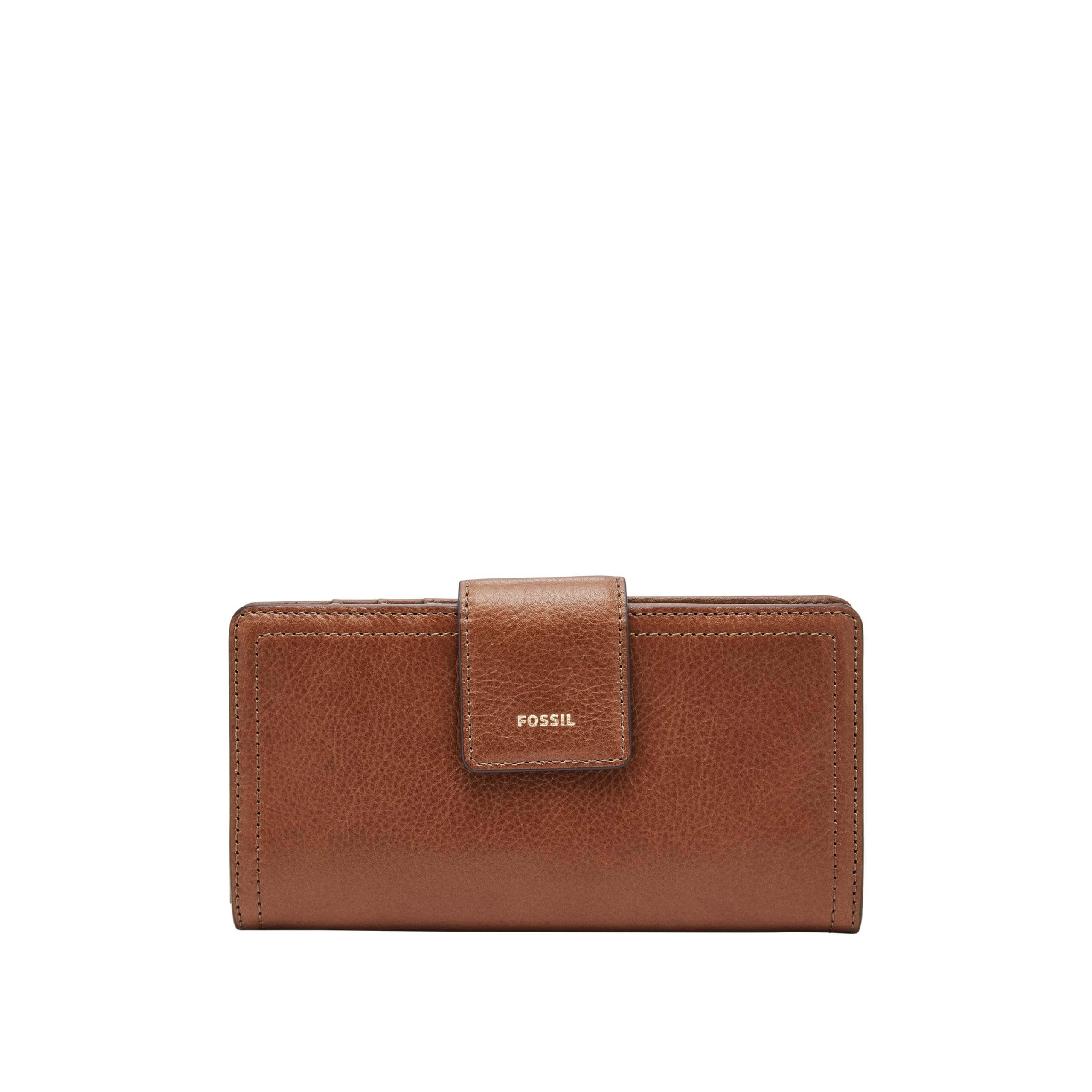 Fossil Women's Logan Genuine Leather RFID Blocking Wallet - Slim Tab Clutch Purse with Card Slots (Brown, Model SL7830200) | Perfect for Everyday Use, Travel & Gift Giving