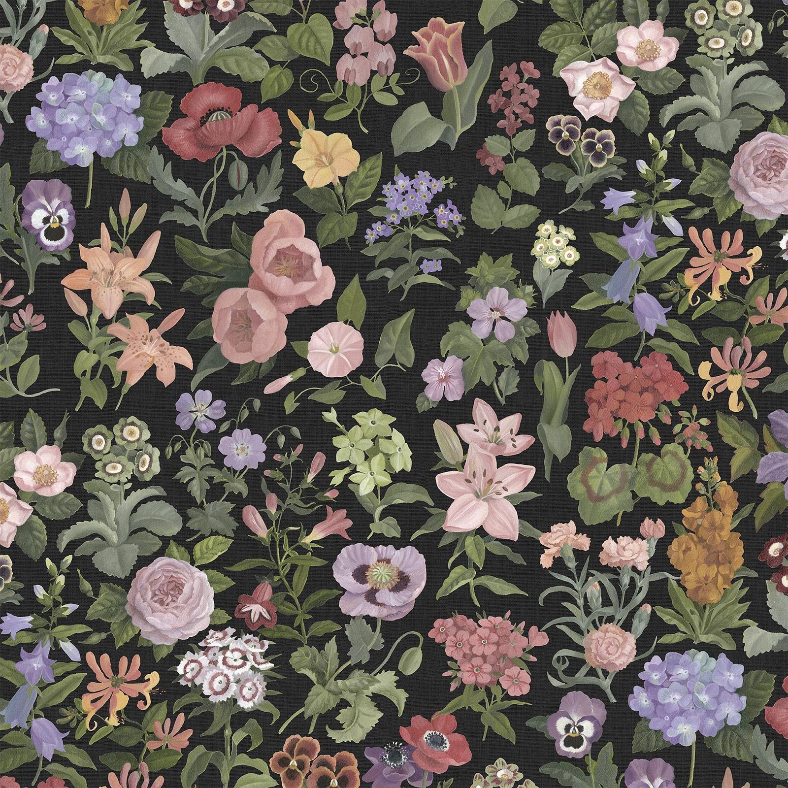 FLORALIA Black Wallpaper Sample - Peel and Stick Removable Wallpaper for Bedroom, Living Room, and Home Decor