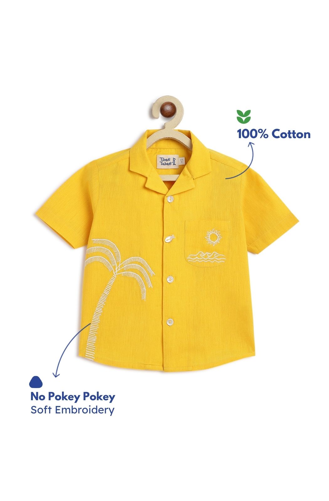 Pre Order: Boys Coconut Tree Graphic T-Shirt - Yellow Hawaiian Summer Shirt for Kids Beach Vacation & Tropical Theme Party