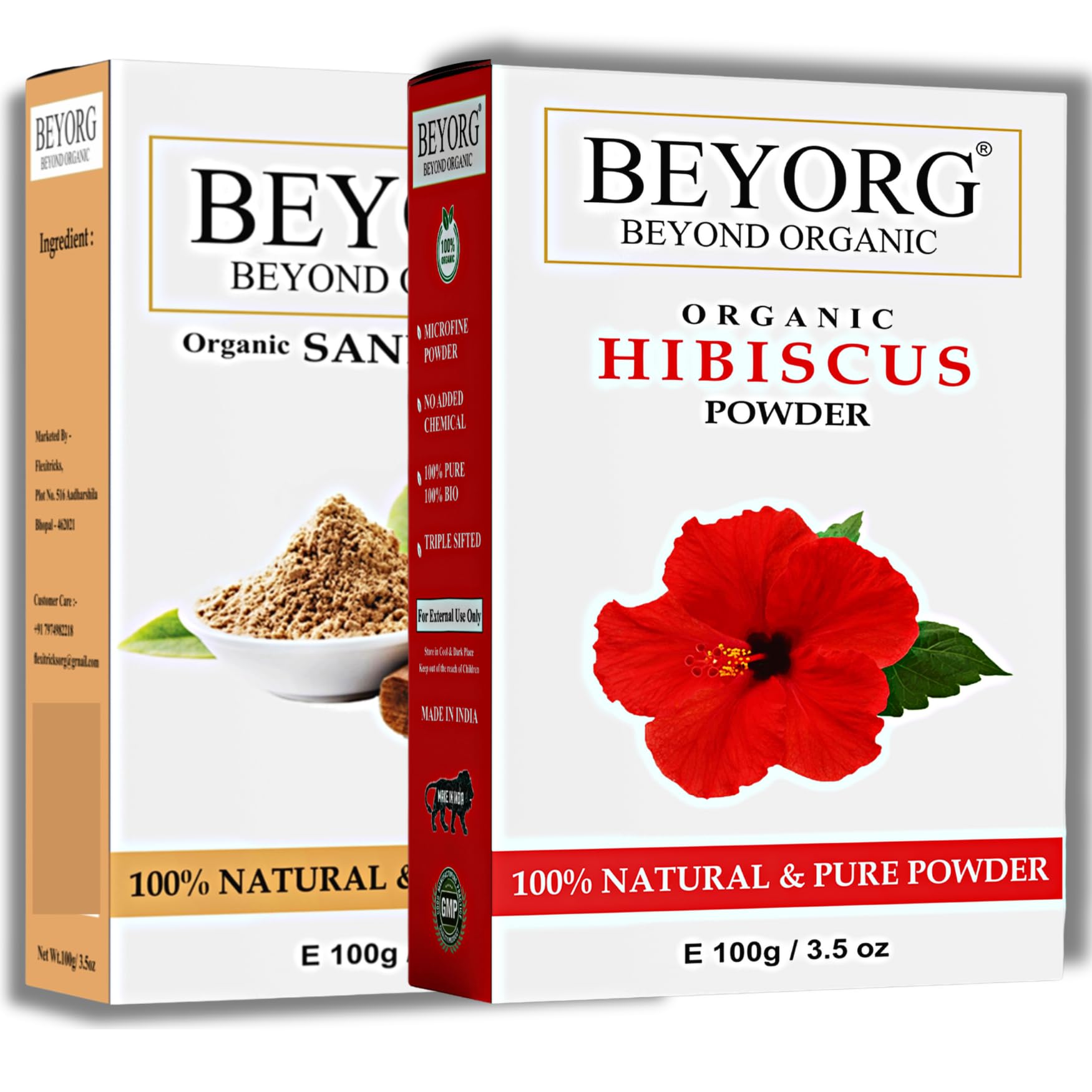 100% Pure Organic Sandalwood Powder & Hibiscus Powder - 200g | Natural Herbal Skincare & Haircare Ingredient for DIY Face Masks, Soaps & Ayurvedic Remedies