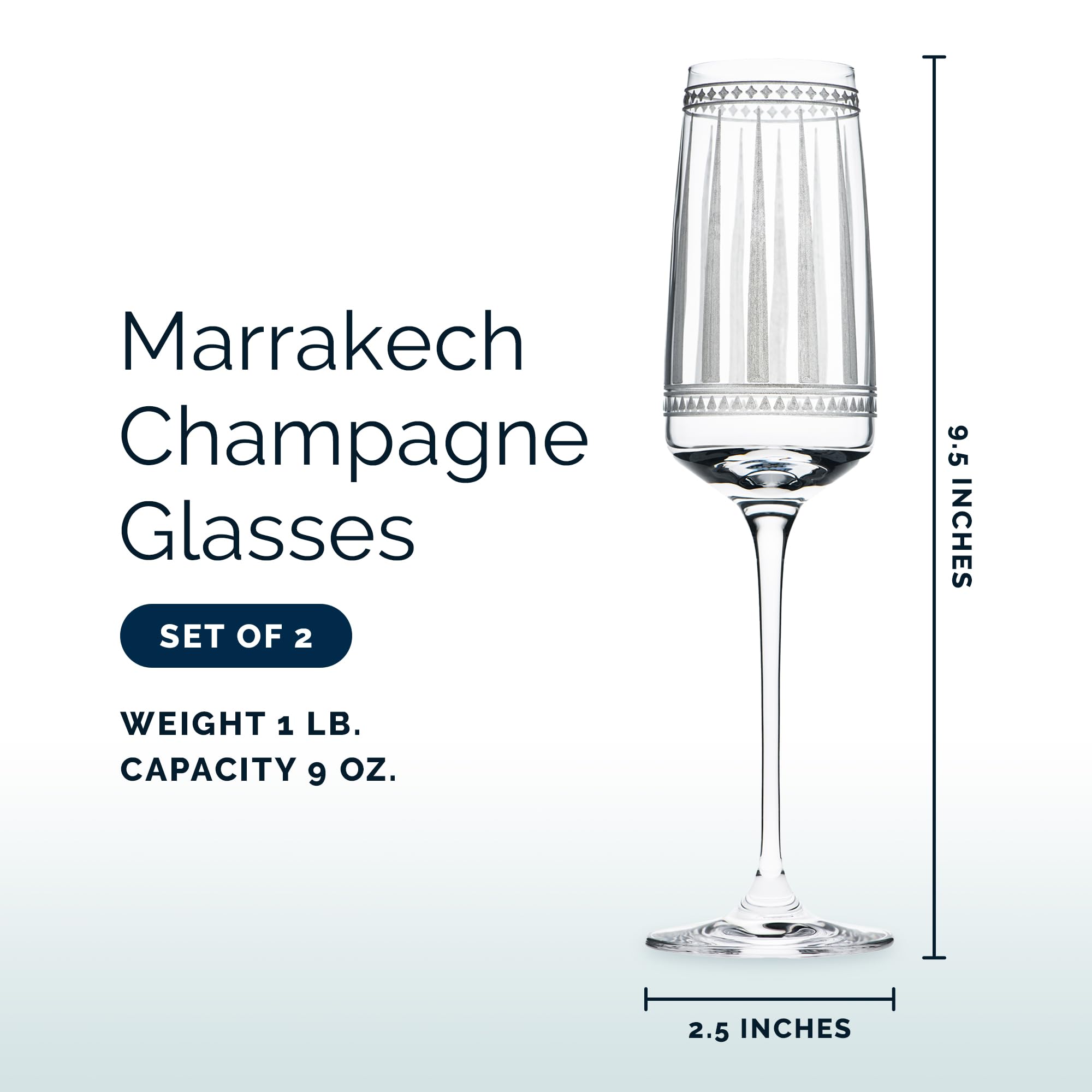 Premium Handcrafted Lead-Free Crystal Champagne Glasses Set of 2 - 9 Oz Elegant Artisan Drinking Glassware for Weddings, Parties & Special Occasions | Perfect for Anniversary Gifts, Romantic Dinners & Celebratory Toasts