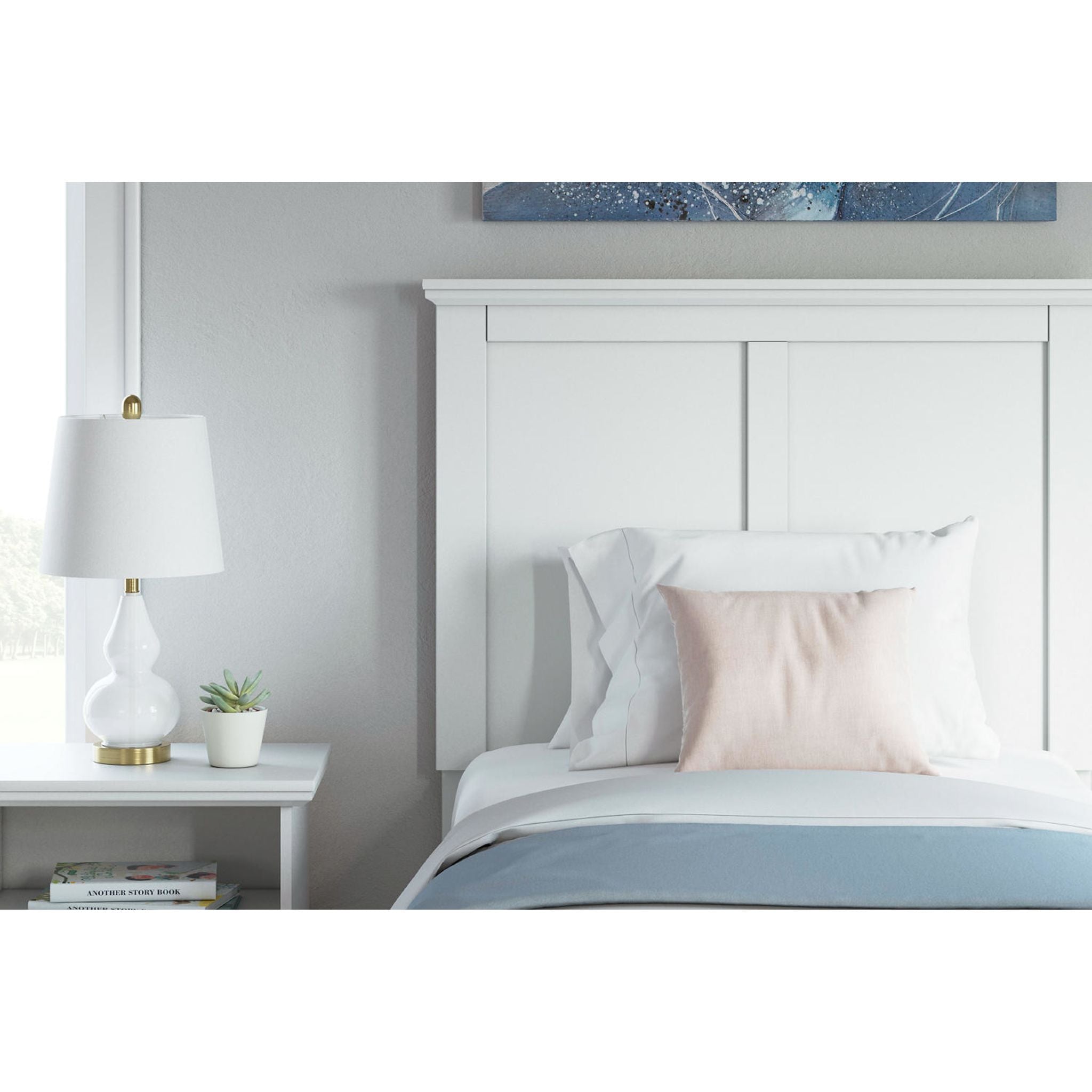 Bostwick Shoals Panel Headboard - White Queen Size Upholstered Bed Frame Headboard for Bedroom Decor and Cozy Home Styling