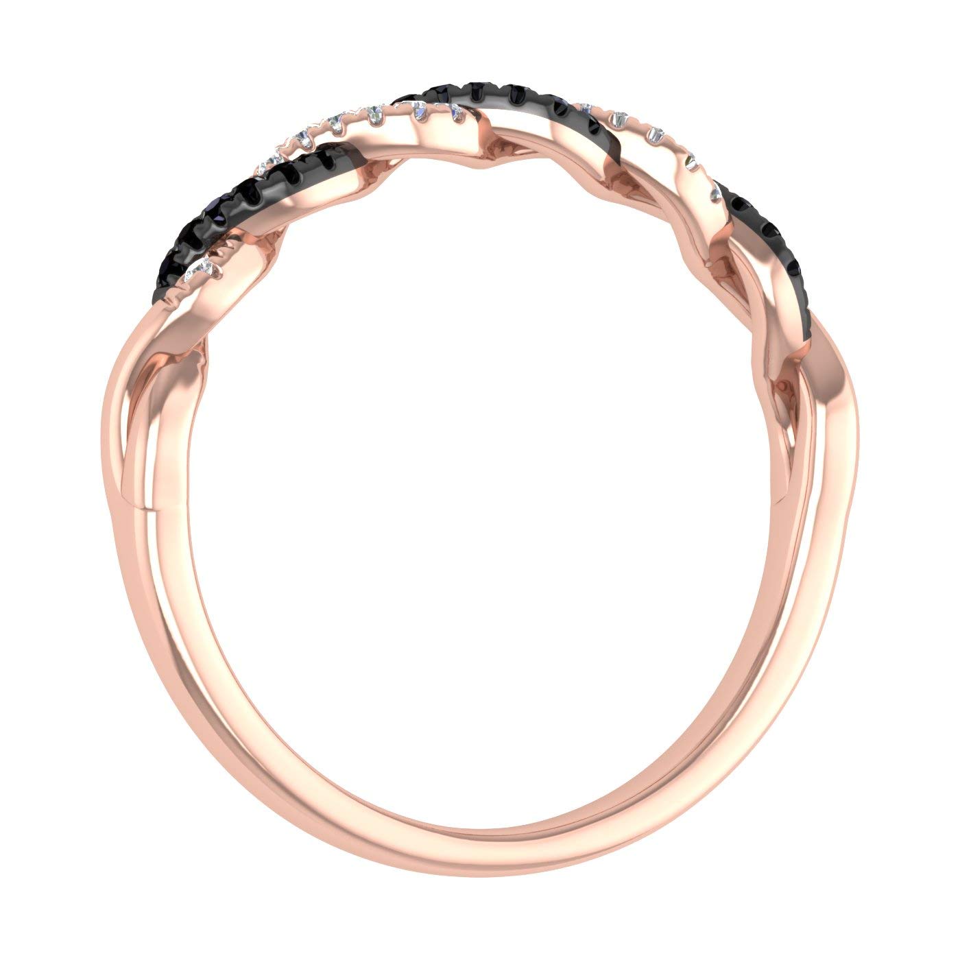1/10 Carat Twisted Black & White Diamond Wedding Band Ring in 10K Solid Gold - Elegant Bridal Jewelry for Weddings, Anniversaries & Special Occasions