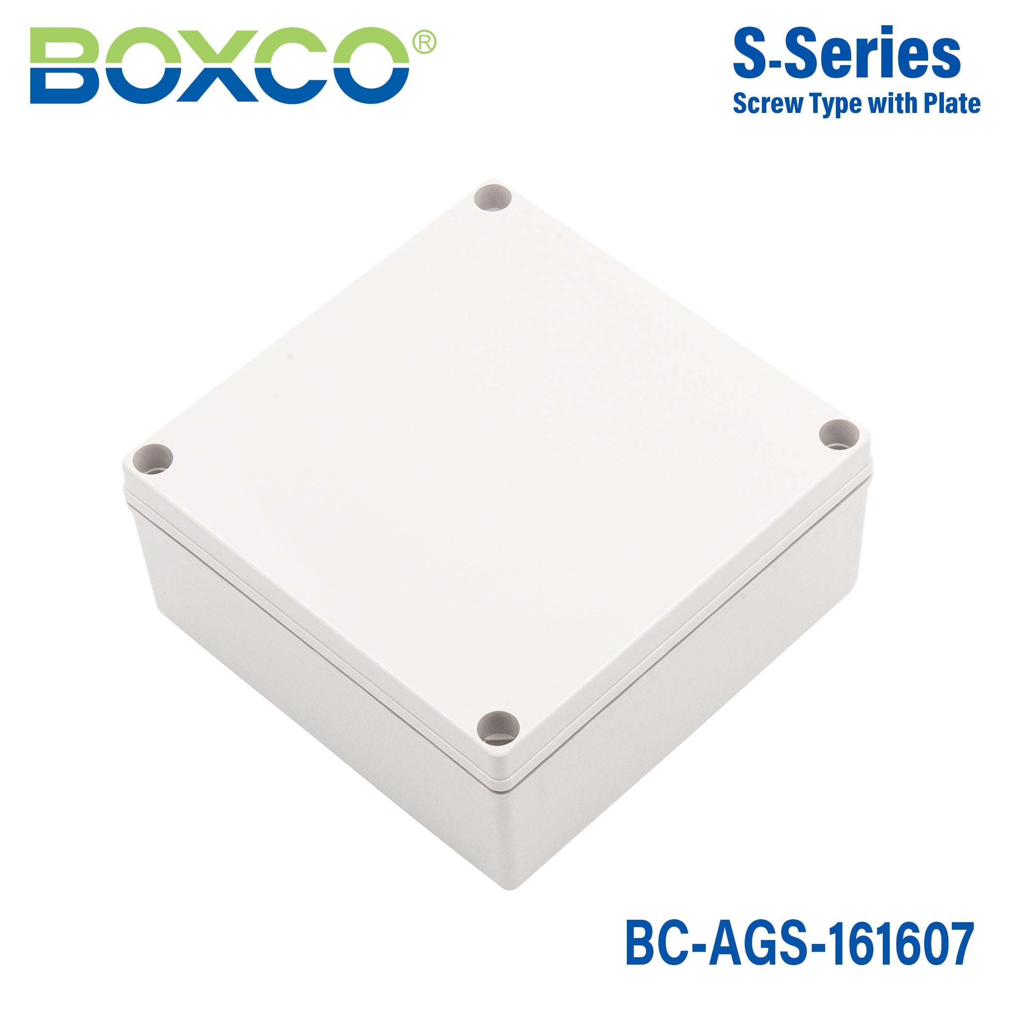 Boxco S Series 6.3 x 6.3 x 2.76 Inch (160x160x70mm) Waterproof Plastic Enclosure - IP67 Rated, IK08 Impact Resistant, ABS Material with Grey Screw Cover - Ideal for Outdoor Electronics, Industrial Equipment & DIY Projects