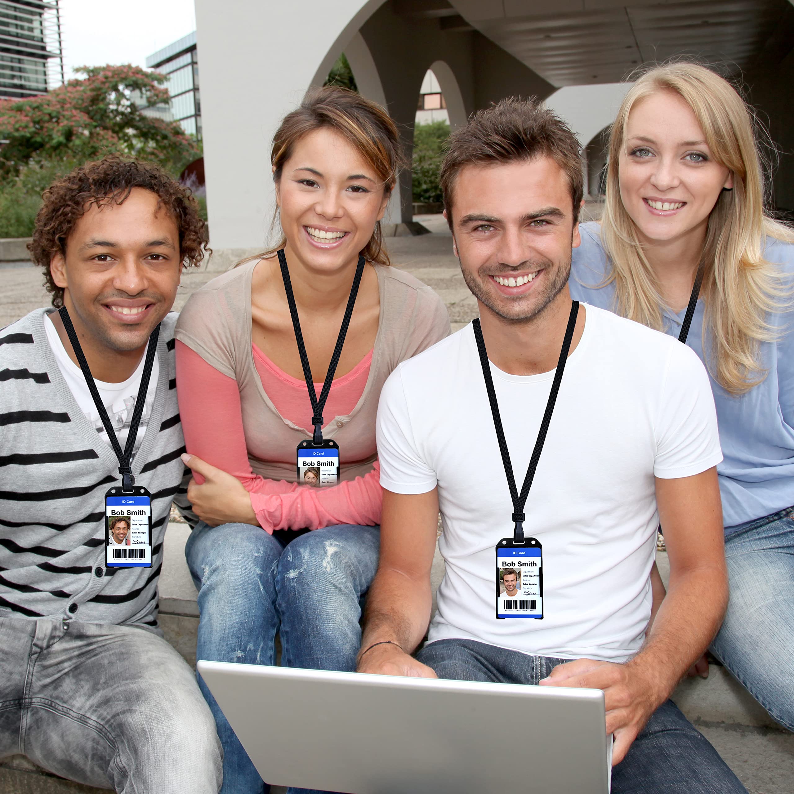 Breakaway Lanyards for ID Badges - No-Twist Plastic Hook for School & Hospital Use