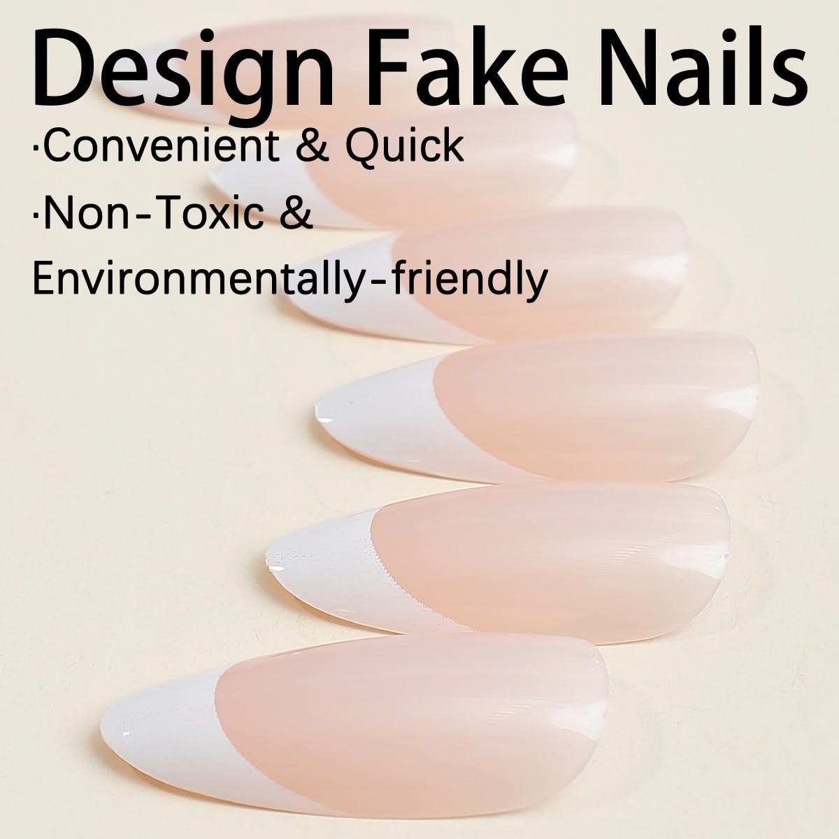 24Pcs Press on Nails Medium Length - Short Almond & Square Fake Nails with Glitter Pink Design | Includes Adhesive Tabs & Nail File | Perfect for Women & Girls | Great for Parties, Weddings, Date Nights & Everyday Wear (Natural 3)
