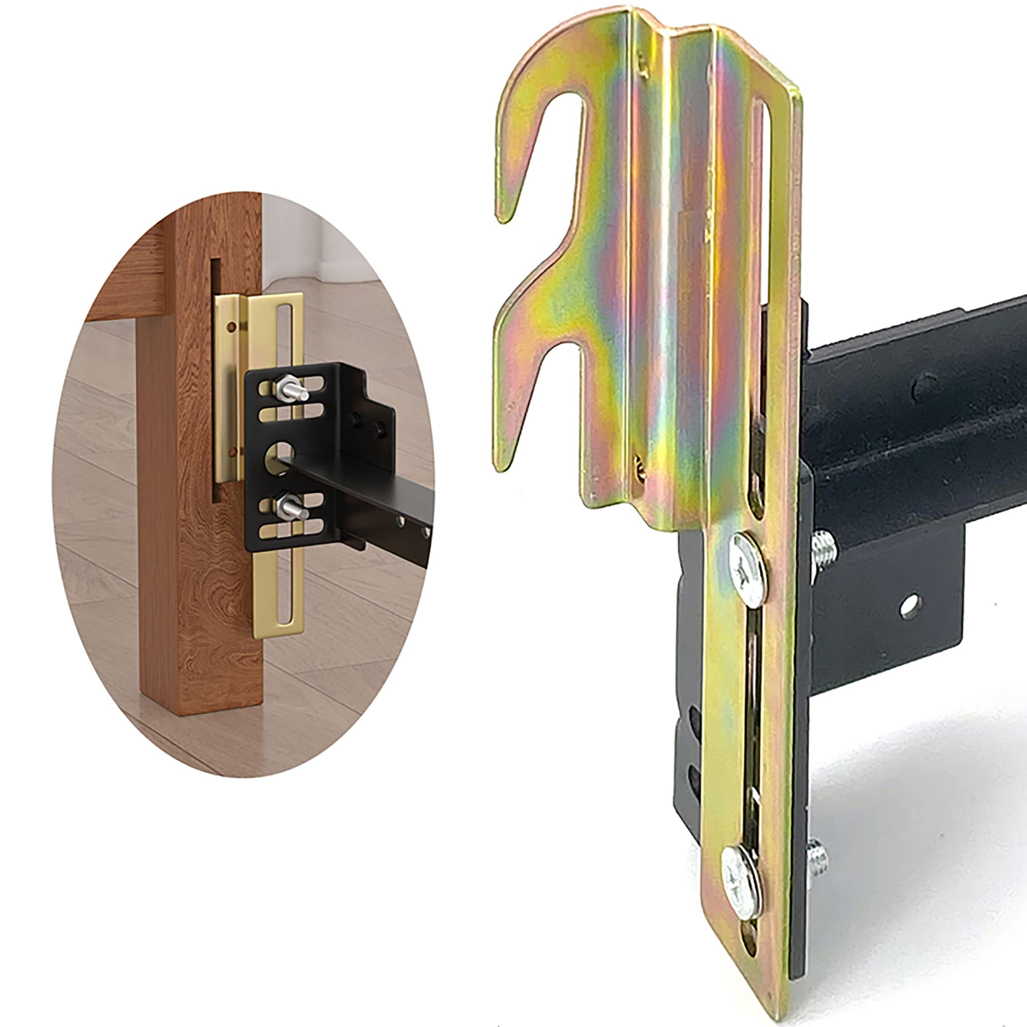 Heavy Duty Hook on Bed Rail Brackets - Metal Bed Frame Conversion Kit for Headboard Attachment | Secure & Easy Installation for Queen, King, Full Size Beds | Perfect for Bedroom Furniture Assembly & DIY Bed Frame Projects