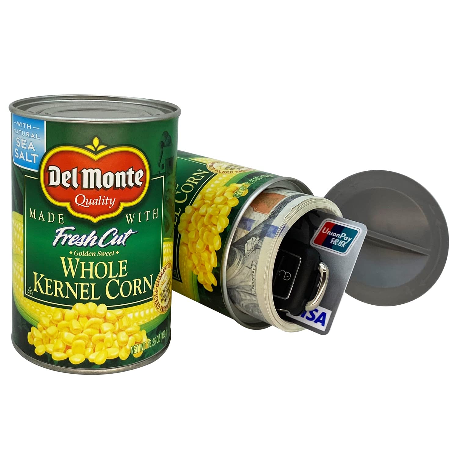 Fake Can Safe - Diversion Secret Stash Container for Money & Valuables (Corn Design) - Perfect for Home Security, Travel & Emergency Cash Hiding