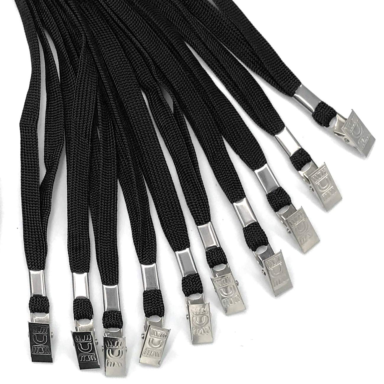 Beebel 100 Pack Black Lanyards with Badge Clip for ID Cards & Events