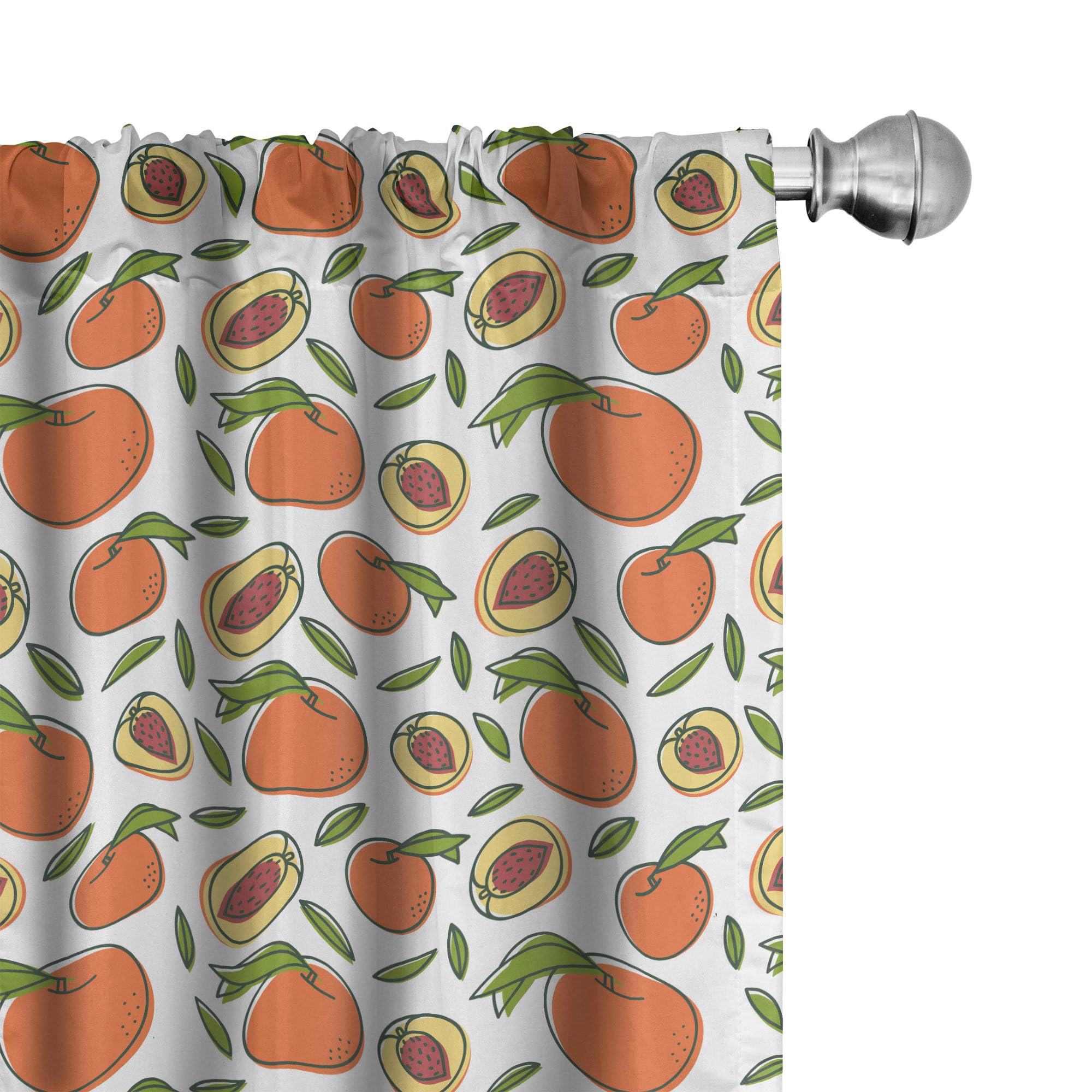 Ambesonne Peach Fruit Pattern Window Curtains - 2 Panel Set with Rod Pocket, 28
