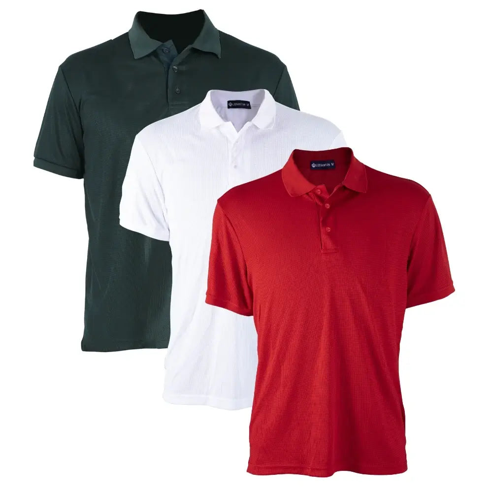 3 Pack Men's Waffit Series Polo Shirts - Breathable Cotton Casual Shirts for Work & Golf - Comfortable Short Sleeve Button Down Shirts for Business, Office & Outdoor Activities