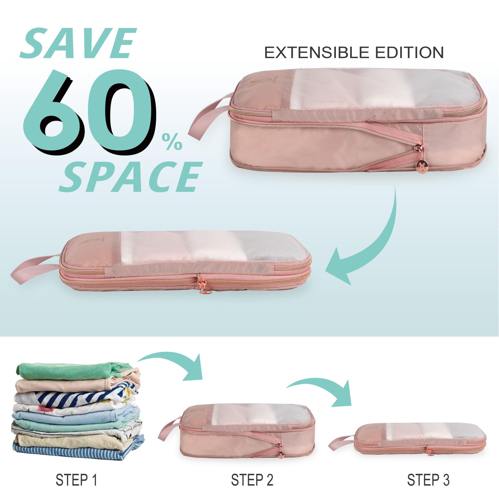 Transparent Expandable Compression Packing Cubes - Breathable Mesh Travel Organizer Set for Suitcases | Lightweight Luggage Essentials | Perfect for Business Trips, Vacations & Backpacking