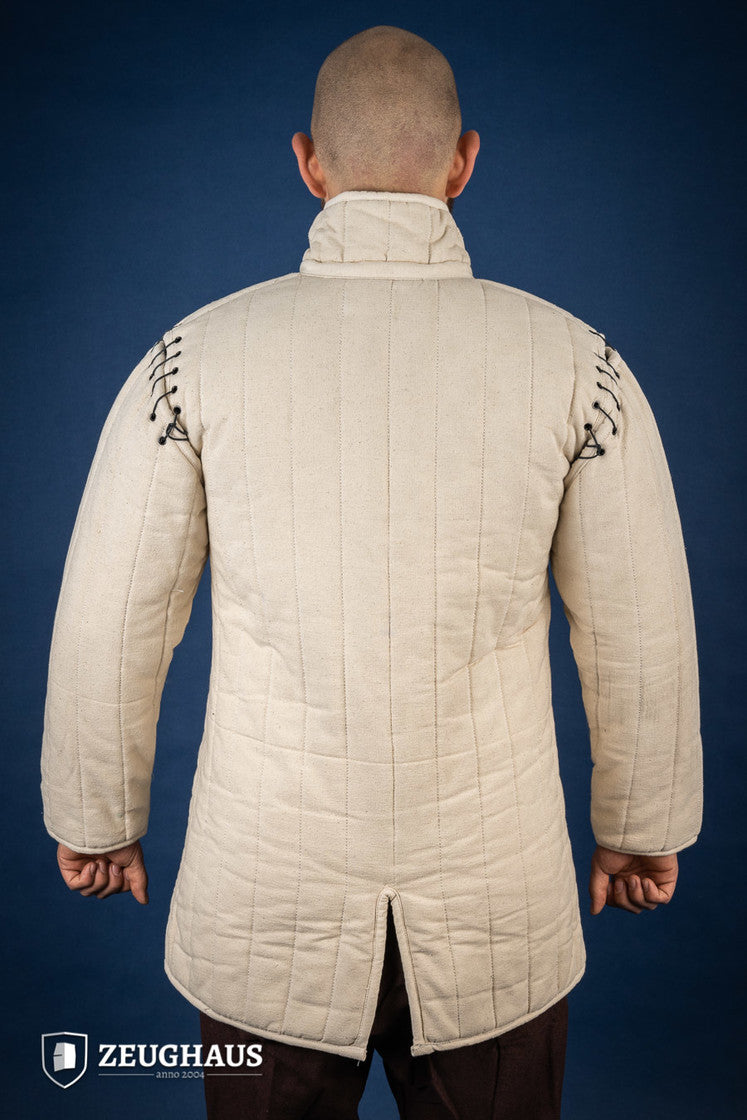 Medieval Gambeson with Detachable Laced Arms - Natural Color Historical Armor for LARP, Cosplay & Renaissance Fairs