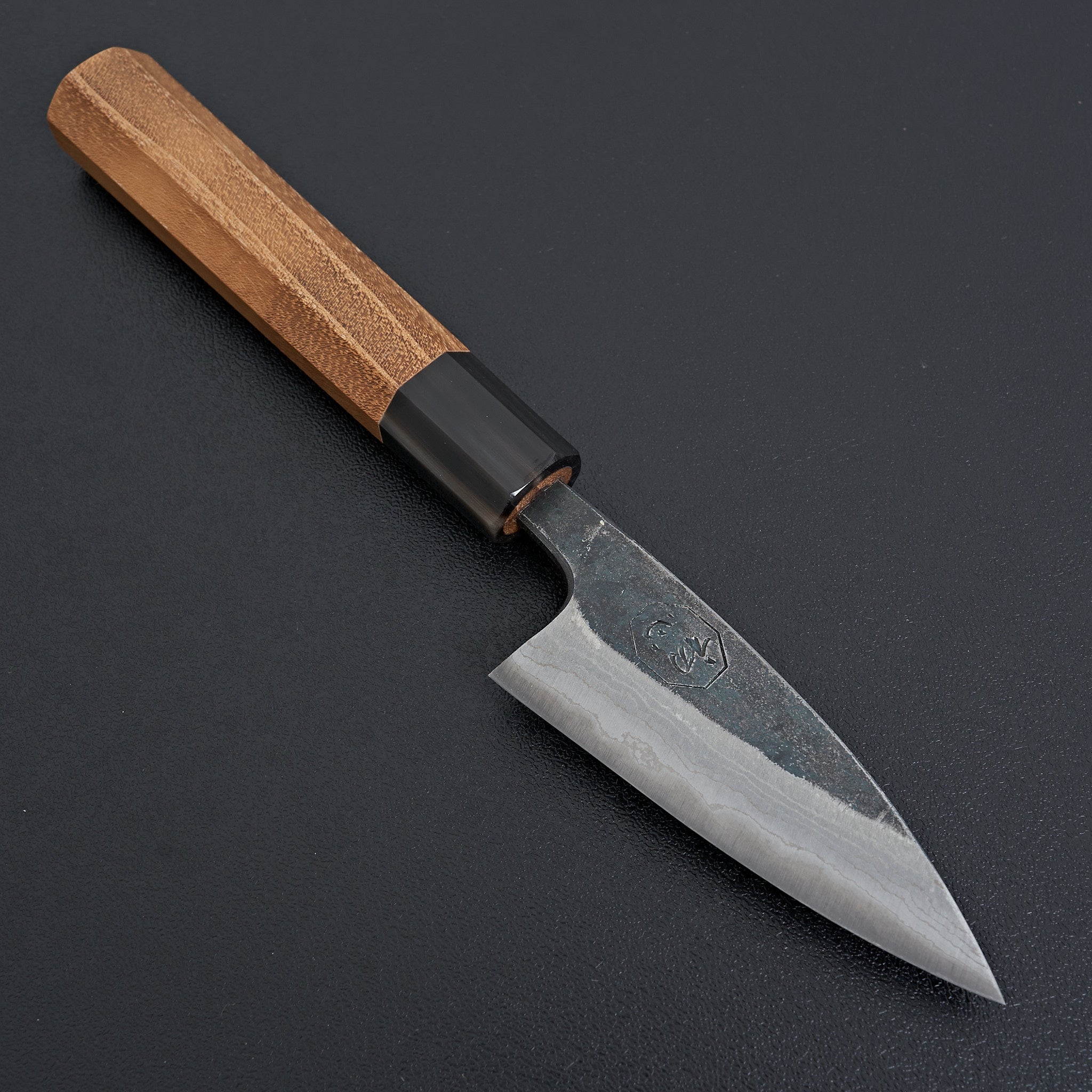 Premium Kumokage Blue #2 Kurouchi Damascus Petty Knife 80mm - Japanese Kitchen Knife for Precision Slicing, Peeling & Garnishing - Perfect for Chefs & Home Cooks