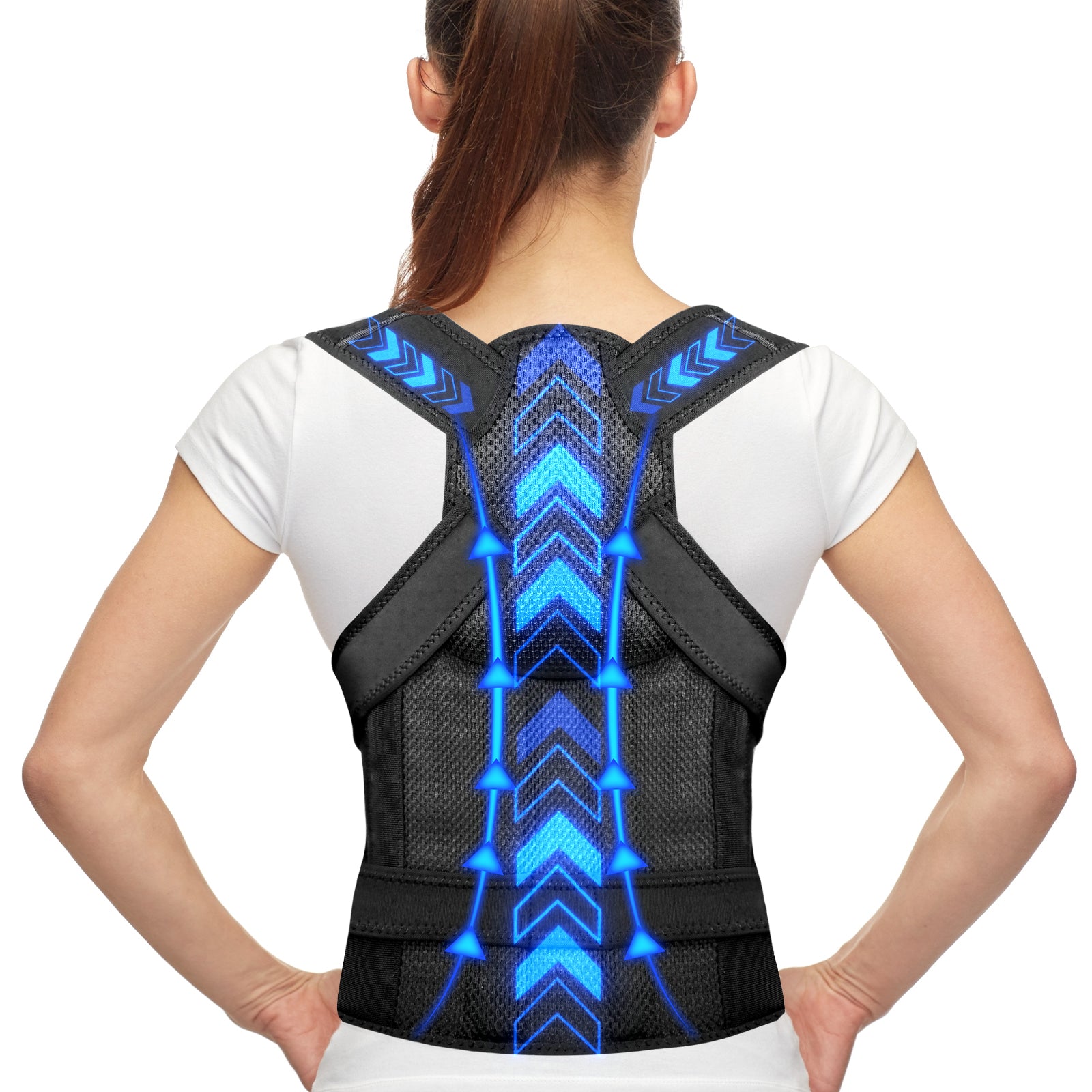 Wetene Adjustable Lightweight Back Brace & Posture Corrector for Women & Men - Scoliosis & Hunchback Support (Medium) - Ideal for Office Work, Driving & Daily Pain Relief