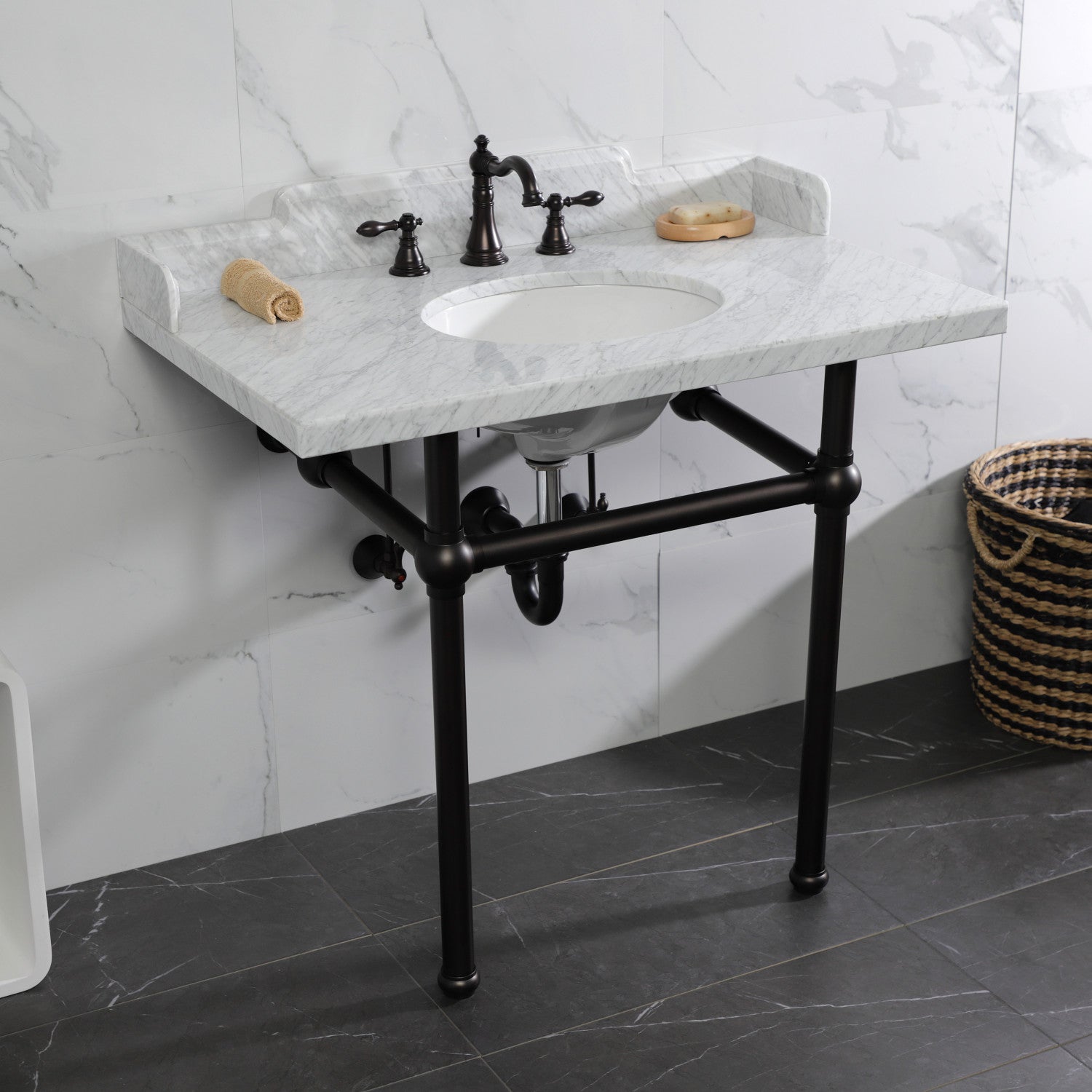 American Classic FSC1975ACL Oil Rubbed Bronze Widespread Bathroom Faucet - 3 Hole Deck Mount with 2 Handles & Pop Up Drain - Perfect for Bathroom Vanity and Powder Room Remodeling