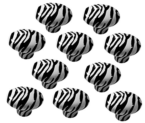 10-Pack Zebra Print Ceramic Drawer Pulls Knobs - Stylish Animal Print Cabinet Handles for Kitchen, Bathroom & Furniture Upgrade