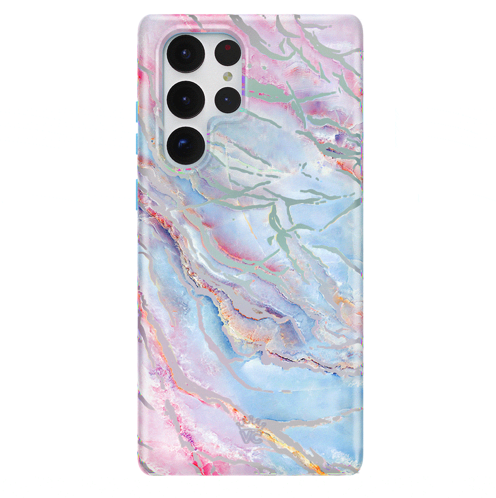 Holo Moonstone Marble Samsung Galaxy Phone Case - Protective Cover for Galaxy S21/S22/S23 Series - Stylish Glitter Design for Everyday Use & Special Occasions