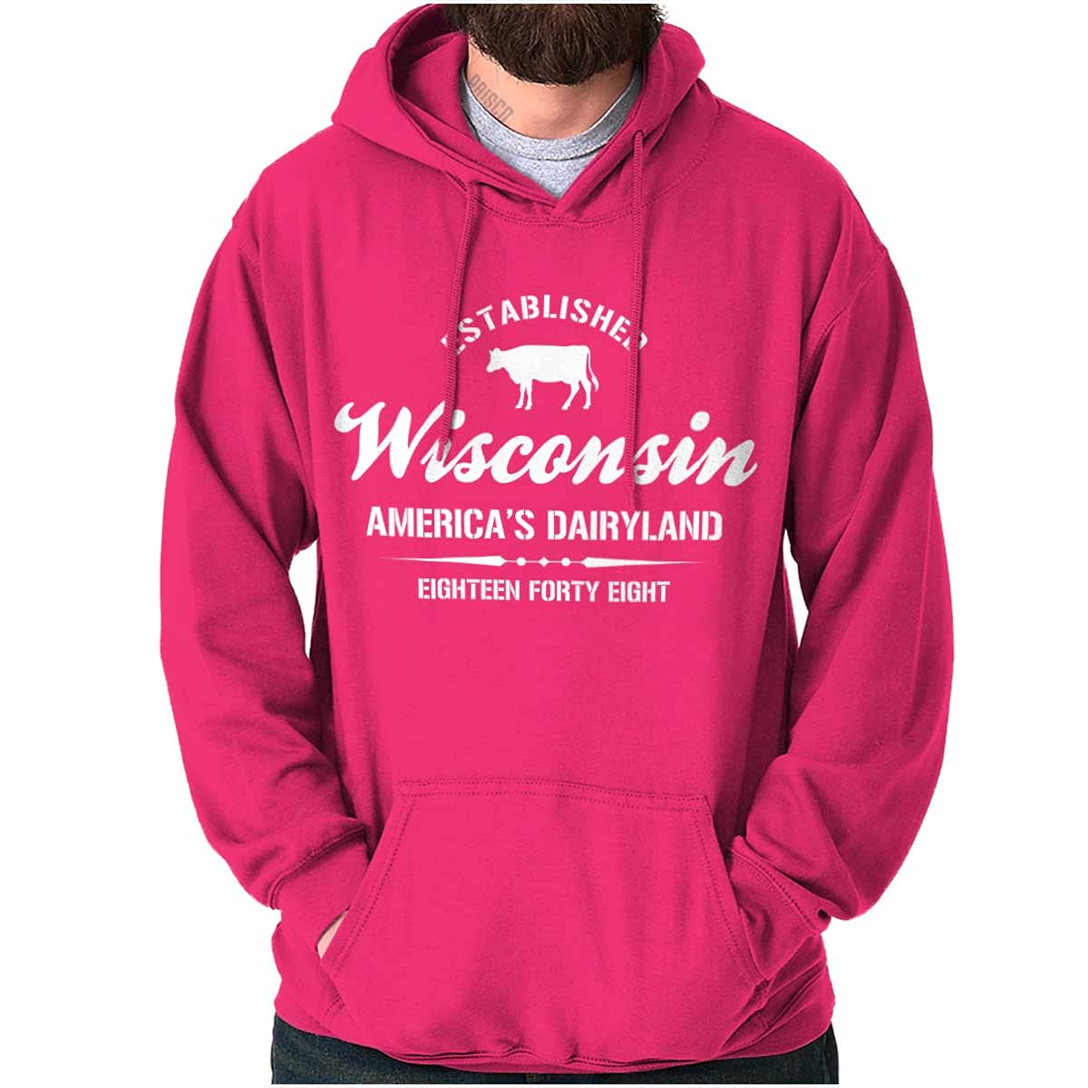 Classic Teaze Wisconsin America's Dairyland State Hoodie Sweatshirt for Women & Men - Cozy Unisex Pullover for College, Travel & Outdoor Activities