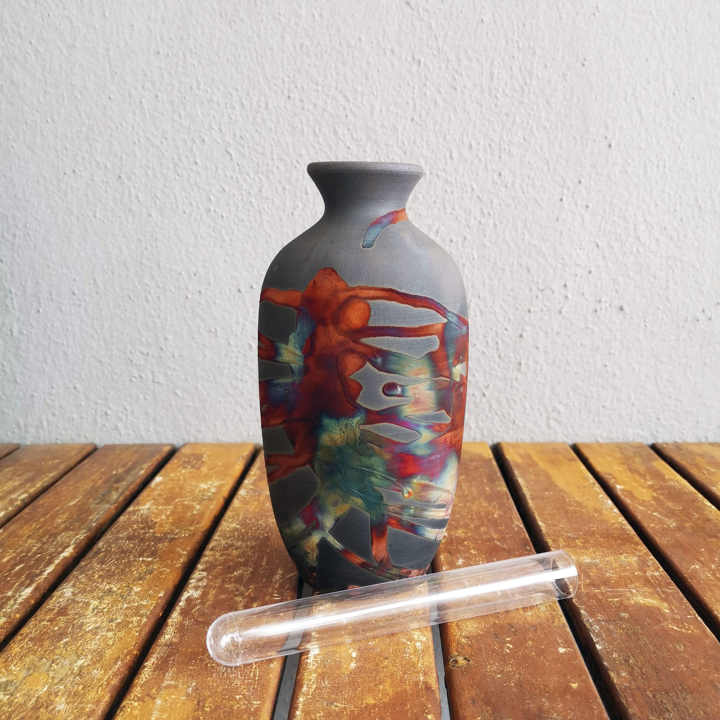Handmade Ceramic Raku Vase Set of 2 - 7 Inch Boho Home Decor, Unique Pottery Gift for Women, Mom, Bridesmaid Wedding Present in Gift Box | Perfect for Living Room, Bedroom & Wedding Centerpieces