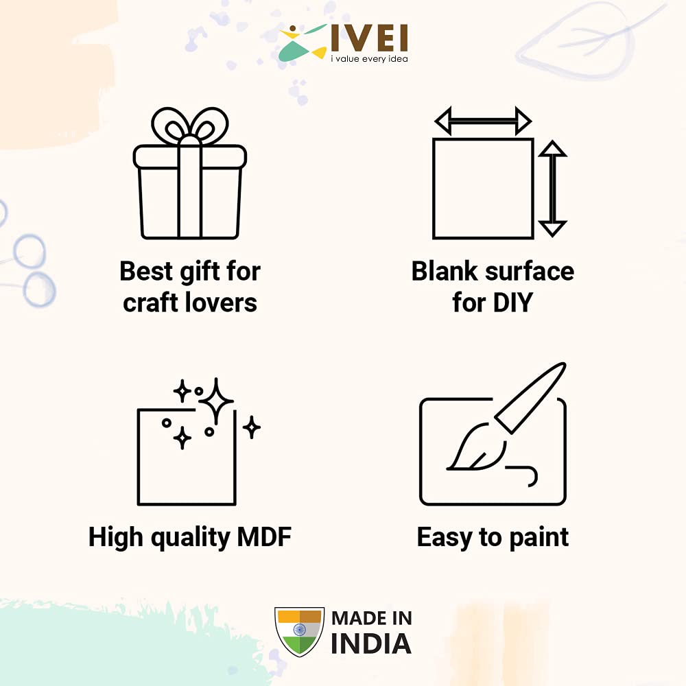IVEI DIY Wooden Puzzle Pieces - 48 Pack MDF Cutouts for Painting, Decoupage, Resin Art, Scrapbooking, Home Decor, Kids Crafts & School Projects