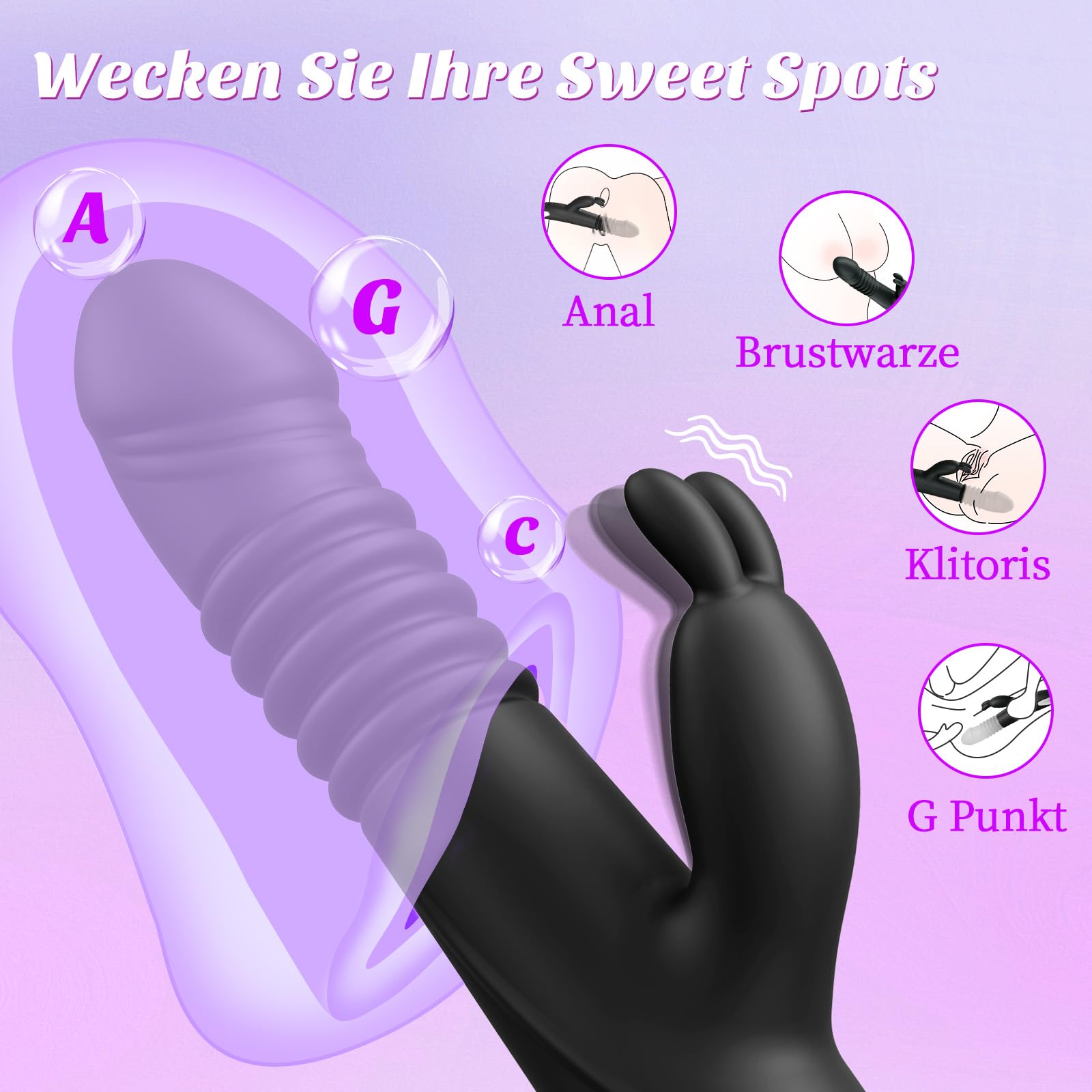 Premium Rabbit Vibrator for Women - Dual Stimulation Clitoral & G-Spot Massager - Waterproof Rechargeable Silicone Adult Sex Toy for Couples & Solo Play - Perfect for Valentine's Day & Romantic Nights