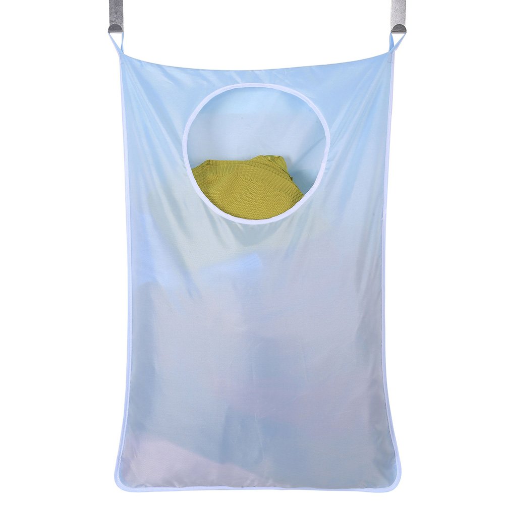 MIFXIN Over The Door Hanging Storage Organizer - Large Capacity Closet & Bathroom Organizer with 2 Hooks - Space Saving Laundry Hamper Bag (Blue) | Perfect for Bedroom, Bathroom, Closet & Dorm Organization
