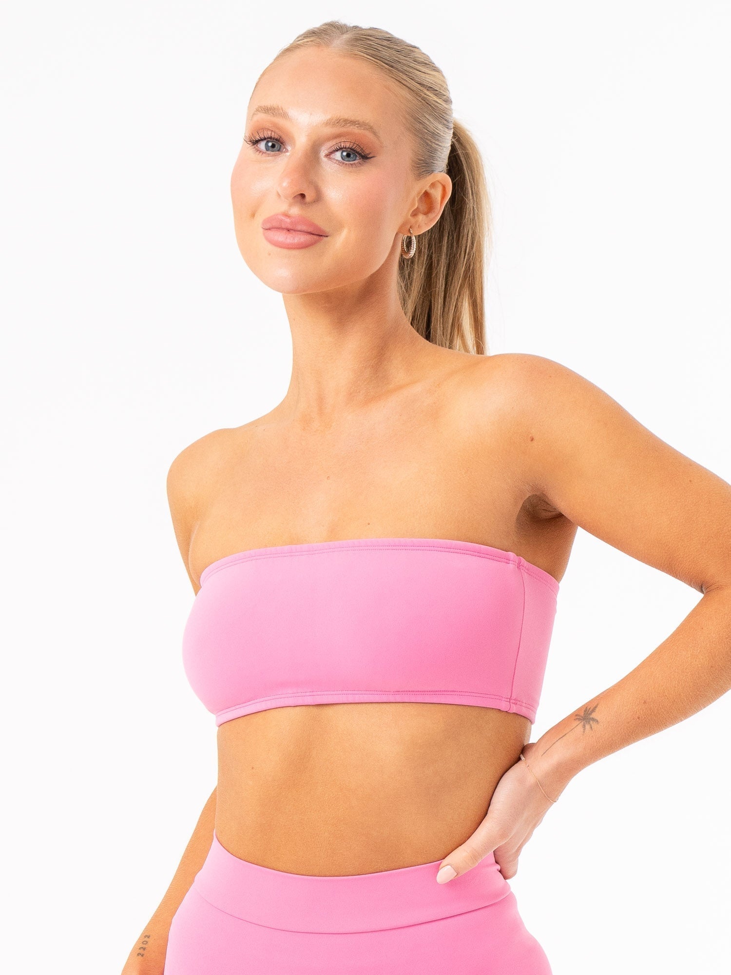 NKD Bandeau Bikini Top - Soft Pink Stretchy Swimwear for Women | Perfect for Beach, Pool, and Summer Vacations