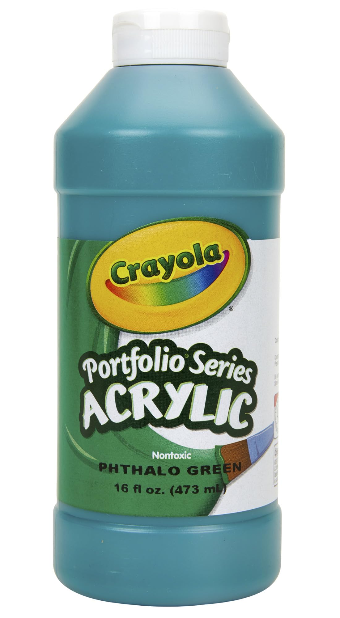 Crayola Acrylic Paint Set - Phthalo Green Non-Toxic Kids Art Supplies (16oz Bottle) for Canvas Painting, DIY Crafts & School Projects