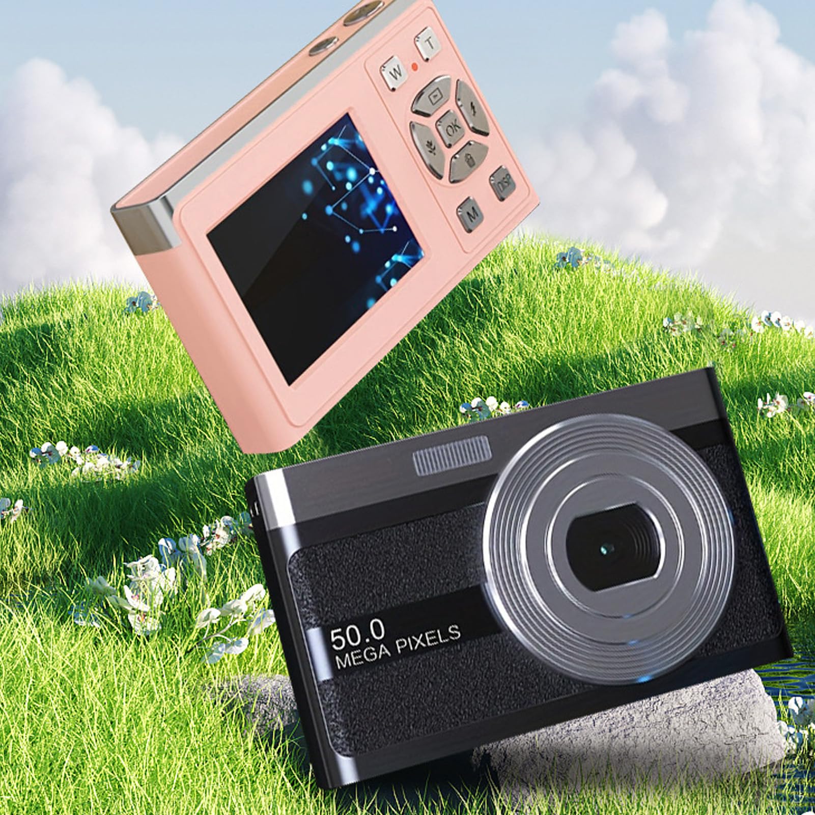 16X Zoom Digital Camera with 50MP UHD Image & 1080P Video, 2.2 Inch LCD Screen, Up to 128GB Storage - Perfect for Outdoor Photography, Travel, and Adventure (Black)