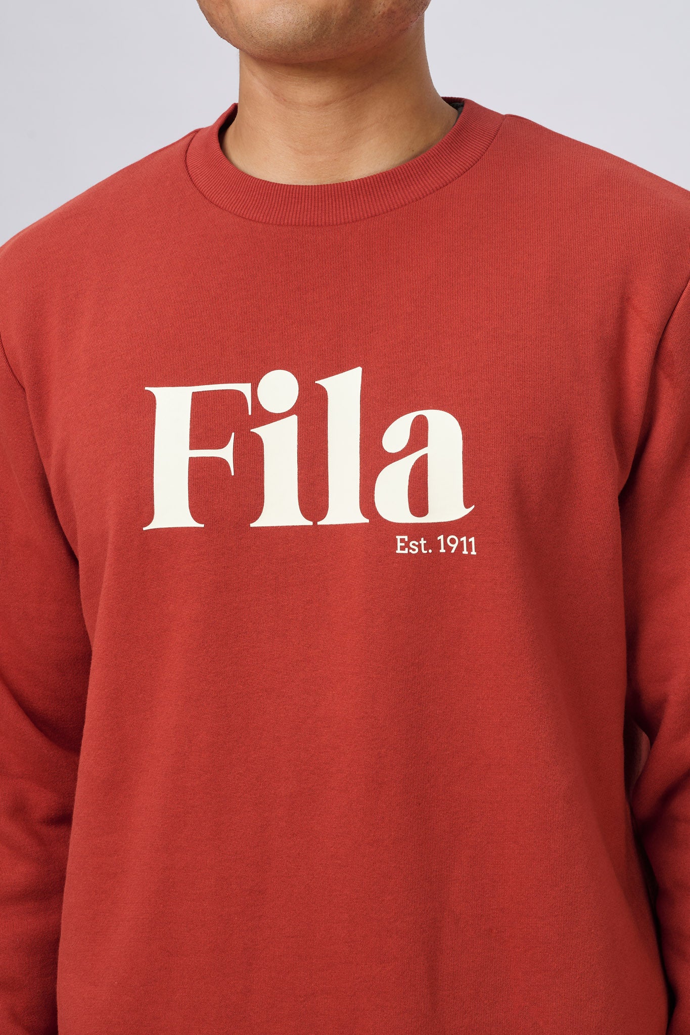 FILA Men's Jamie Red Crewneck Sweatshirt - Comfortable Cotton Blend Pullover for Casual Wear & Gym Workouts