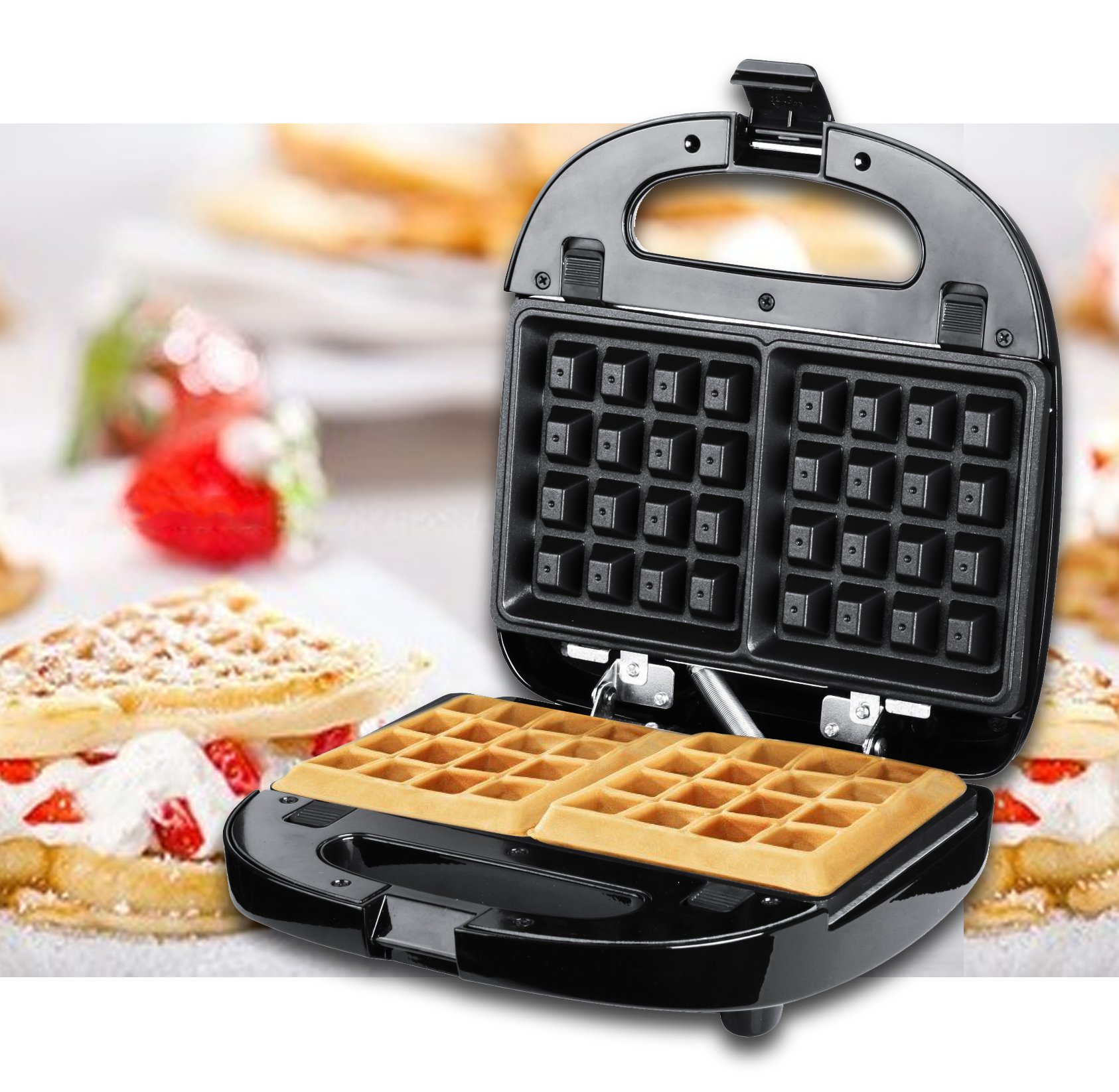 ZZ Breakfast Sandwich Maker with Detachable Non-Stick Plates - Perfect for Quick & Easy Breakfast, Lunch or Snacks at Home, Office or Dorm (Model S6141A-B)