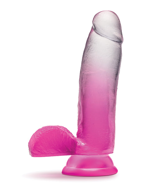 B Yours Sugar Magnolia 7 Inch Realistic Dildo - Fuchsia Pink & Clear Silicone Adult Toy for Women, Couples Play & Solo Pleasure - Perfect for Bedroom Fun & Discreet Storage