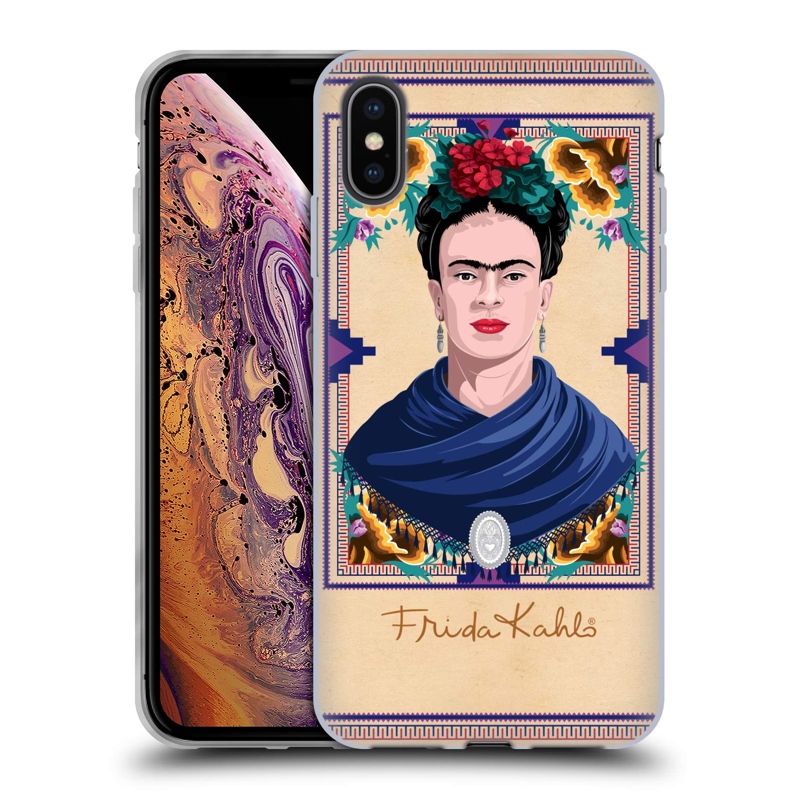Official Frida Kahlo Blue Portrait Soft Gel Case for iPhone Xs Max - Durable Protective Phone Cover with Artistic Design - Perfect for Everyday Use, Gift Giving & Showcasing Unique Style