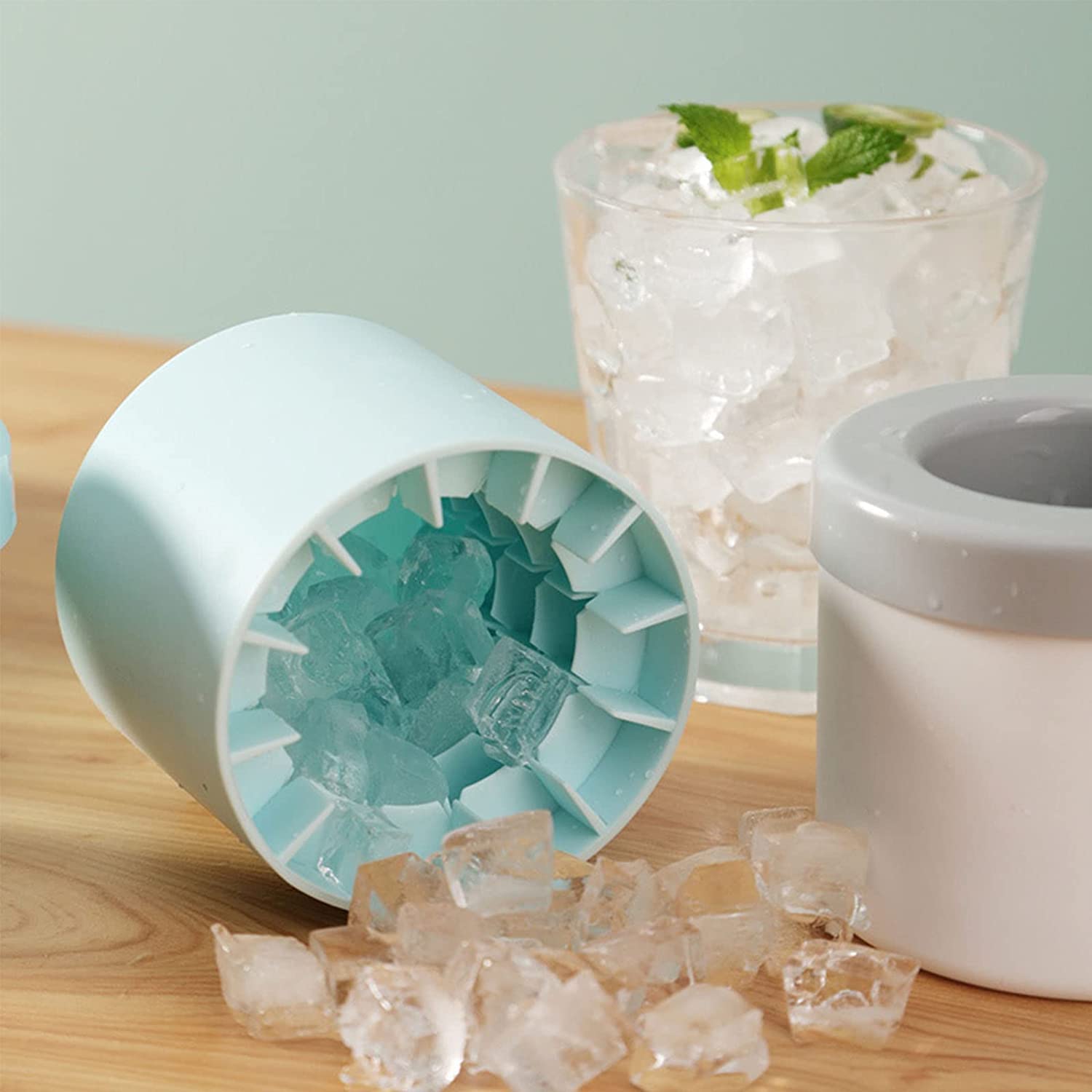 Premium Silicone Ice Cube Maker Set - Reusable Ice Ball & Square Mold for Cocktails, Whiskey, Bourbon - Press-Type Easy Release Ice Tray for Home Bars & Parties (Perfect for Cocktail Making, Whiskey Chilling & Beverage Presentation)