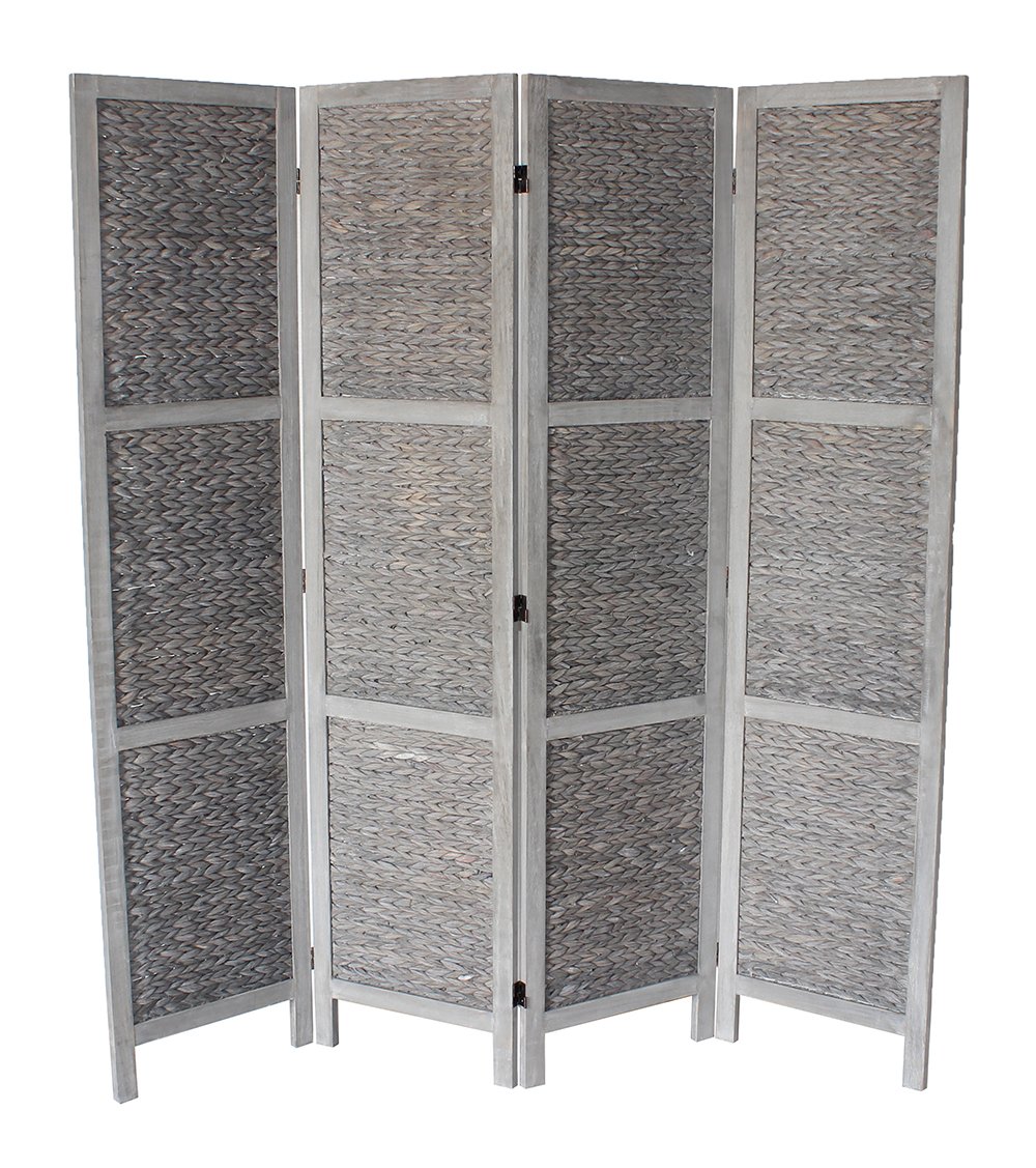 Beck Standard 4-Panel Folding Room Divider Screen - Privacy Partition for Home & Office - Lightweight Gray Freestanding Decor (Perfect for Living Room, Bedroom, Dorm or Studio)