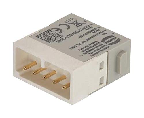 HARTING 09800000100 Heavy Duty 5-Position 16AWG Industrial Plug Module - Durable Electrical Connector for Machinery, Automation & Harsh Environments